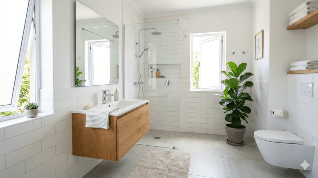 baño bien ventilado sin humedad después de instalar extractor silencioso